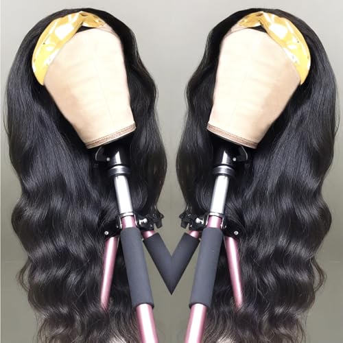 Headband Wig Human Hair 18 Inch None Lace Front Wigs Glueless Human Hair Wigs Virgin Brazilian Body Wave Machine Made Wigs Human Hair Wigs for Black Women Natural Color