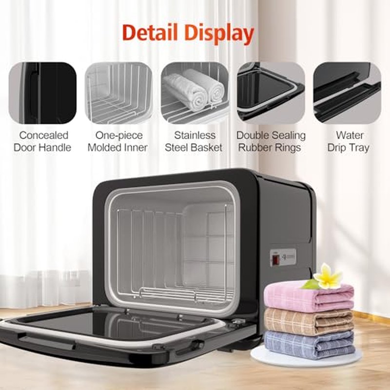 Towel Warmer Cabinet, 8.5L Professional Small Hot Towel Warmer Heating Use for SPA, Massage, Salon, Barber and Home - Black