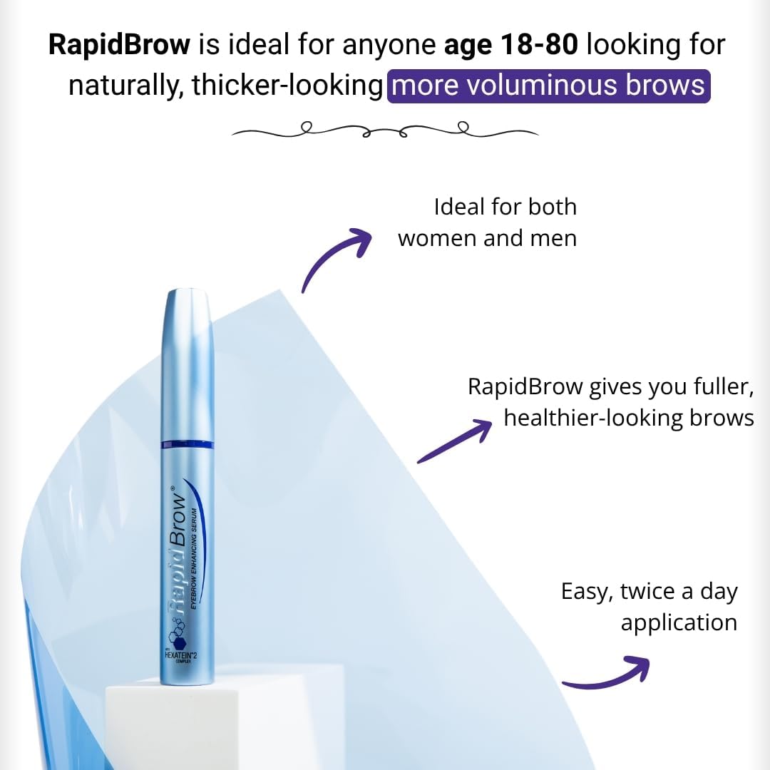 RapidBrow Eyebrow Enhancing Serum - Hydrating Formula for Thicker Brows | 3 mL with Hexatein 2 Complex