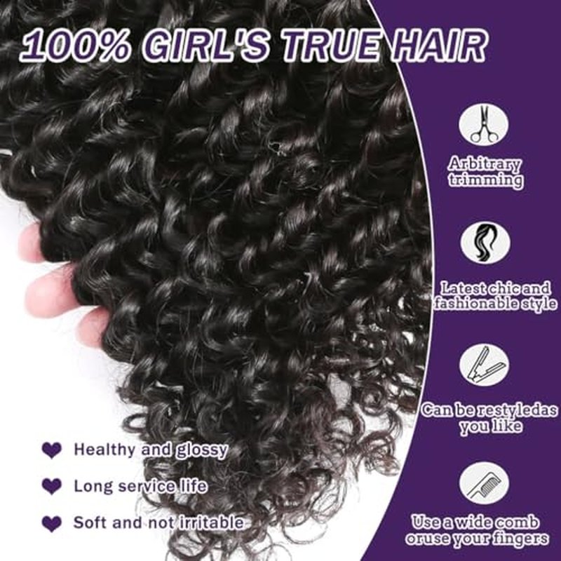 Water Wave Bundles (18 20 22 Inch) 12A Human Hair Water Curly Bundles 100% Unprocessed Brazilian Virgin Hair Soft And Full Water Wave Human Hair 3 Bundles Natural Black Weave Hair Extensions