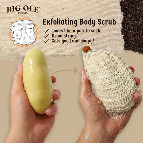 Big Ole Potato - Prank Gifts of Fake Potato - Funny Gift Soap with Potato Sack Exfoliating Body Scrub - Funny Gag Gift for Men and Women - Funny Gifts for Birthday, Office, or Christmas 9.10oz (257g)