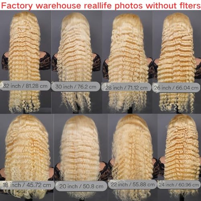 613 13x6 Lace Front Wig Human Hair 20 Inch Blonde Wig Human Hair 613 Deep Wave HD Lace Front Wigs 200% Density Pre Plucked With Baby Hair for Women