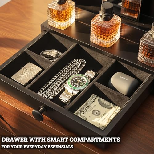 Classic Wooden Cologne Organizer for Men 3 Tier Black | High Grade Velvet Lining and Stylish Gift Box | Uncluttered Design Perfume Display Stand Gift Idea | SELUM