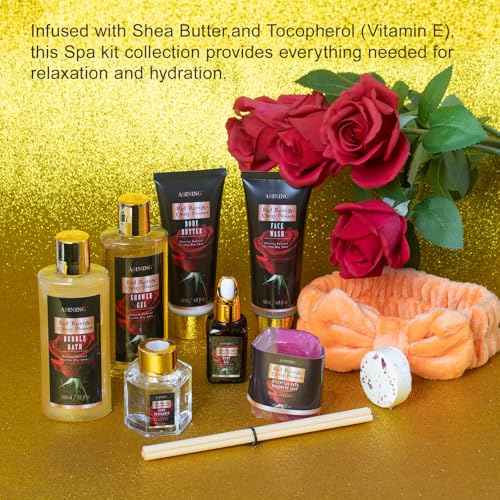 Birthday Gifts for Women, Spa Gift Baskets for Women, 14 Pcs Cherry Blossom & Rose Fragrance Spa Gifts for Mothers Day Gifts, Birthday Gifts for Wife, Self Care Kit