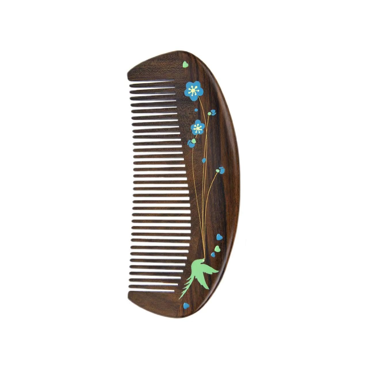 TAN MUJIANG Handmade Wooden Comb Raw Chacate Preto, Lacquer Art Craft, Compact Size 4.27×1.97 Inches