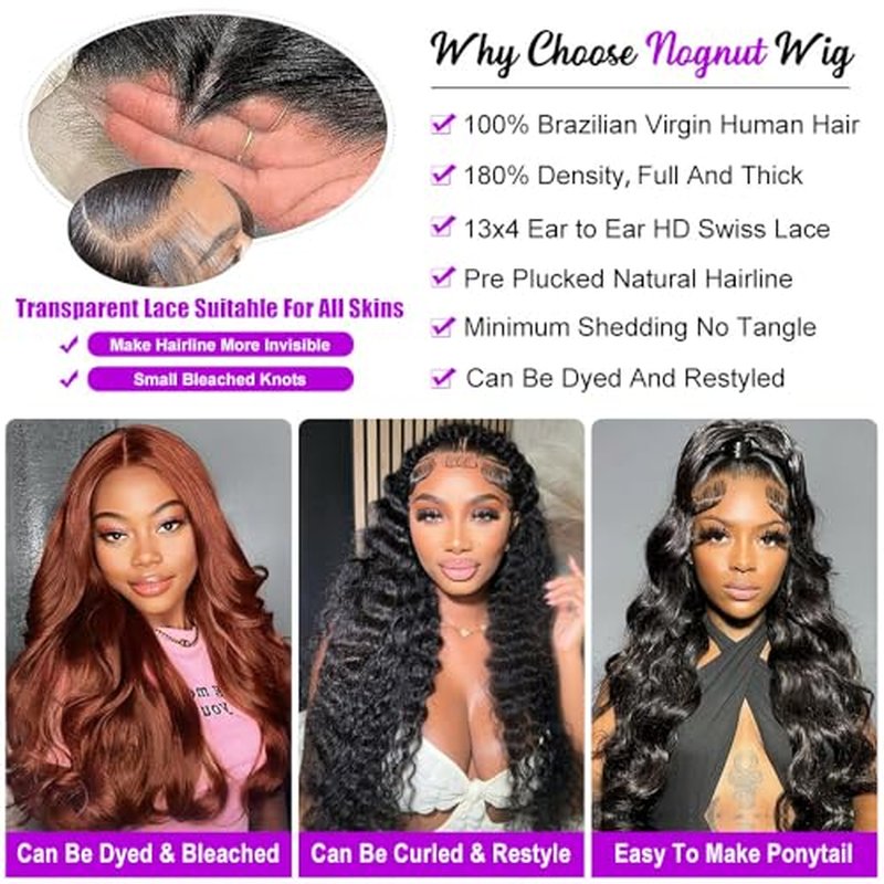 30 Inch Lace Front Wigs Human Hair Body Wave Frontal Wigs for Women 13x4 Glueless Lace Front Wigs Human Hair Body Wave 180 Density Pre Plucked