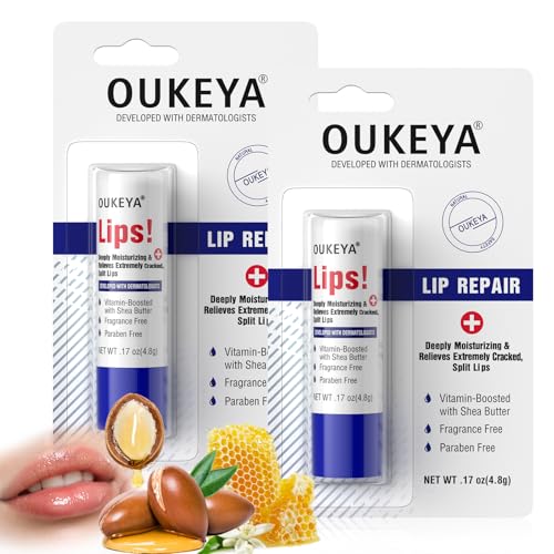 2PCS, Medicated Lip Balm Hydrating w/Petrolatum, Shea Butter, Beeswax, 100% Natural Ingredients, Organic Lip Butter Balm & Moisturizers Lip Repair For Dry Cracked Lips Overnight Lip Treatment