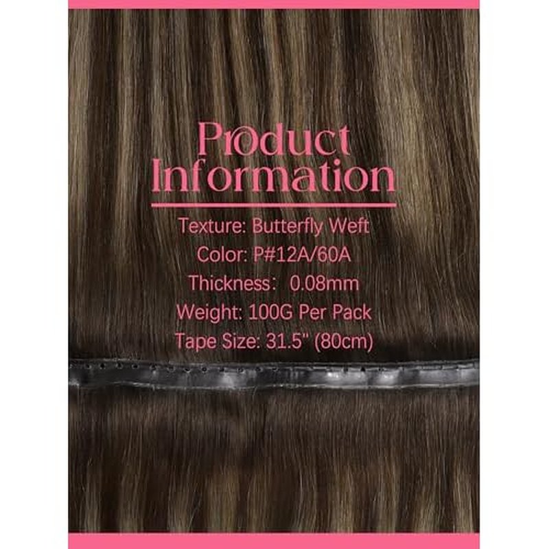 Lacer 20 Inch Brown Double Invisible OVO Remy Hair Extensions Butterfly Weft Human Hair Chestnut Brown Mixed Dark Brown With Dark Brown Roots Sew In Hair Extensions Glueless 100G 31.5"