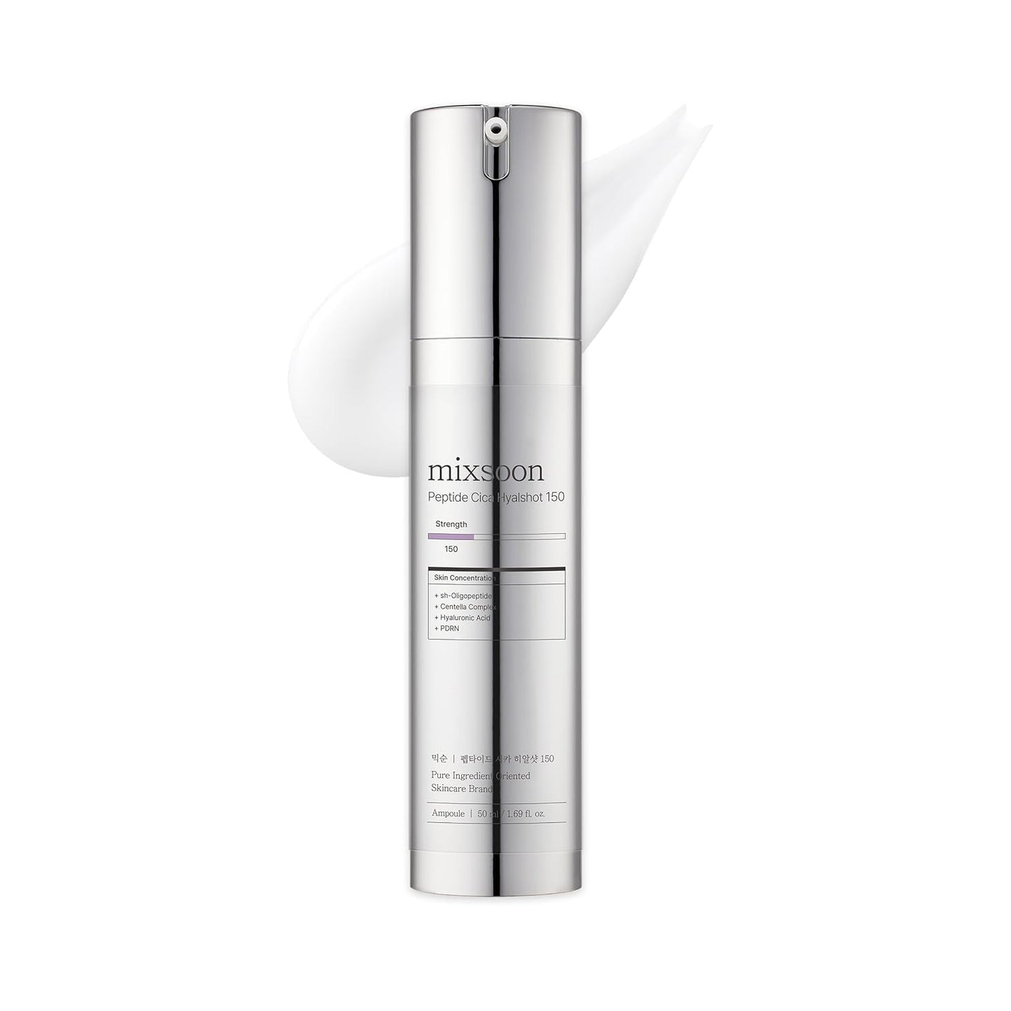 mixsoon Peptide Cica Hyalshot 150 - Firming, Soothing and Moisture-Boosting Ampoule Serum, Lightweight Formula for Radiant, Balanced Skin 50ml / 1.69 fl.oz. Korean Glass Skin Care