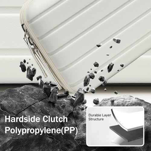 Somago Hard Shell Suitcase Handbag with Adjustable Strap Mini Cosmetic Handbag Cell Phone Purse Bag for 6.9" Shoulder Bag(Creamy White)