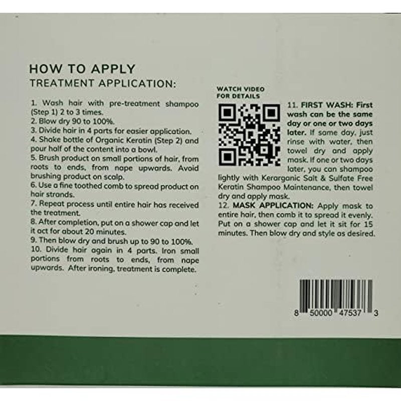 KERARGANIC Formaldehyde-Free Keratin System DIY Set: Pre-Treatment Shampoo, Hair Treatment, Post-Treatment Mask with Argan Oil - (4oz each)