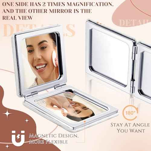 Suzile 18 Pcs Boho Rainbow Pocket Mirror Inspirational Compact Mirror Bulk Small Mirror for Purse Thank You Gifts for Women Employee Coworker Teacher Magnifying 1x/ 2x