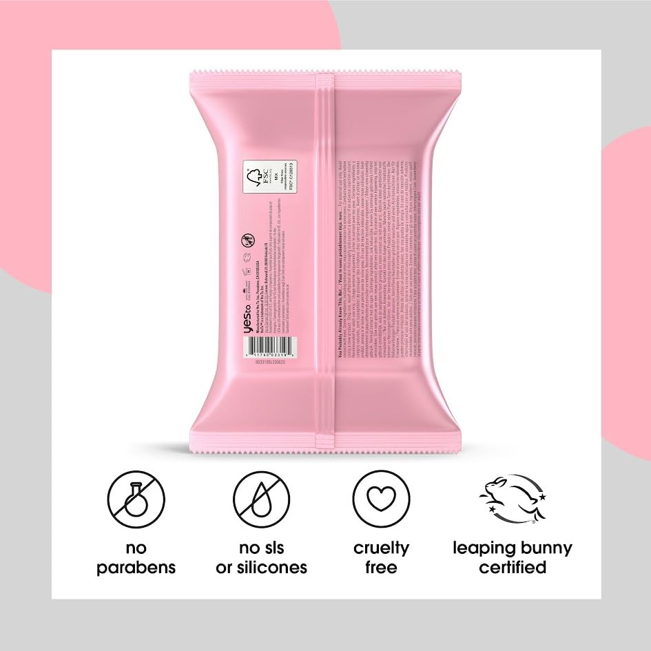 Yes To Facial Cleansing Wipes - Super Skin Recharging Makeup Remover | Watermelon Scent (Pack of 3)