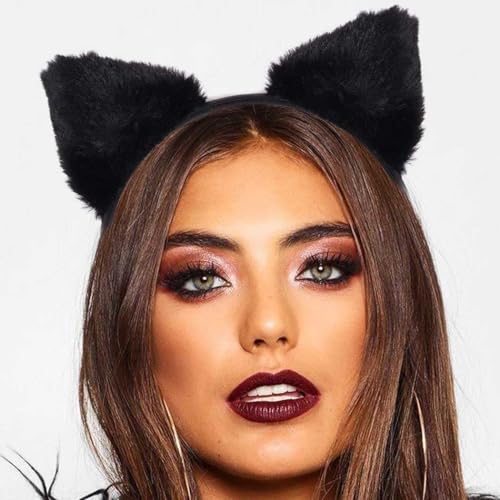 BARTOSI Cat Ears Headband Black Leopard Ear Headpiece Halloween Costume Hair Accessories for Women and Girls