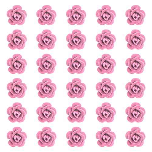 Wecoe Small Pink Rose Flower Hair Accessories - 30 Pcs Tiny Mini Cute Decorative Clips for Women - Ideal for Weddings, Christmas Gifts