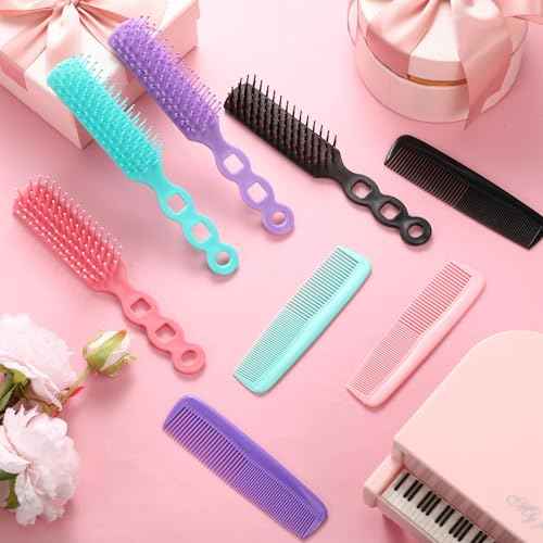 72 Pcs Bulk Hair Brushes Combs Set for Homeless Individually Wrapped Hairbrushes Bulk Curly Thick Long Smoothing Detangling Hairbrushes for Women Hotel Homeless Nursing Charity (Multicolor)