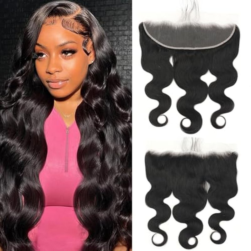 13x4 Lace Frontal Body Wave Human Hair HD Transparent Lace Frontal Closure With Baby Hair Skinlike 20inch 100% Virgin Brazilian 13x4 Body Wave Human Hair Frontal Closure Natural Black glueless