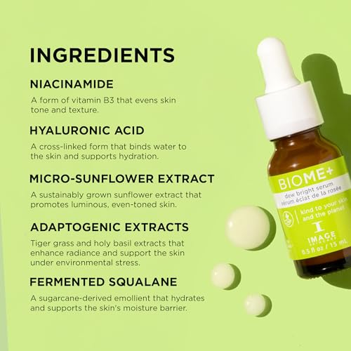 IMAGE Skincare, BIOME+ Dew Bright Serum, Microbiome Friendly Facial Serum, Boosts Luminosity and Enhances Elasticity
