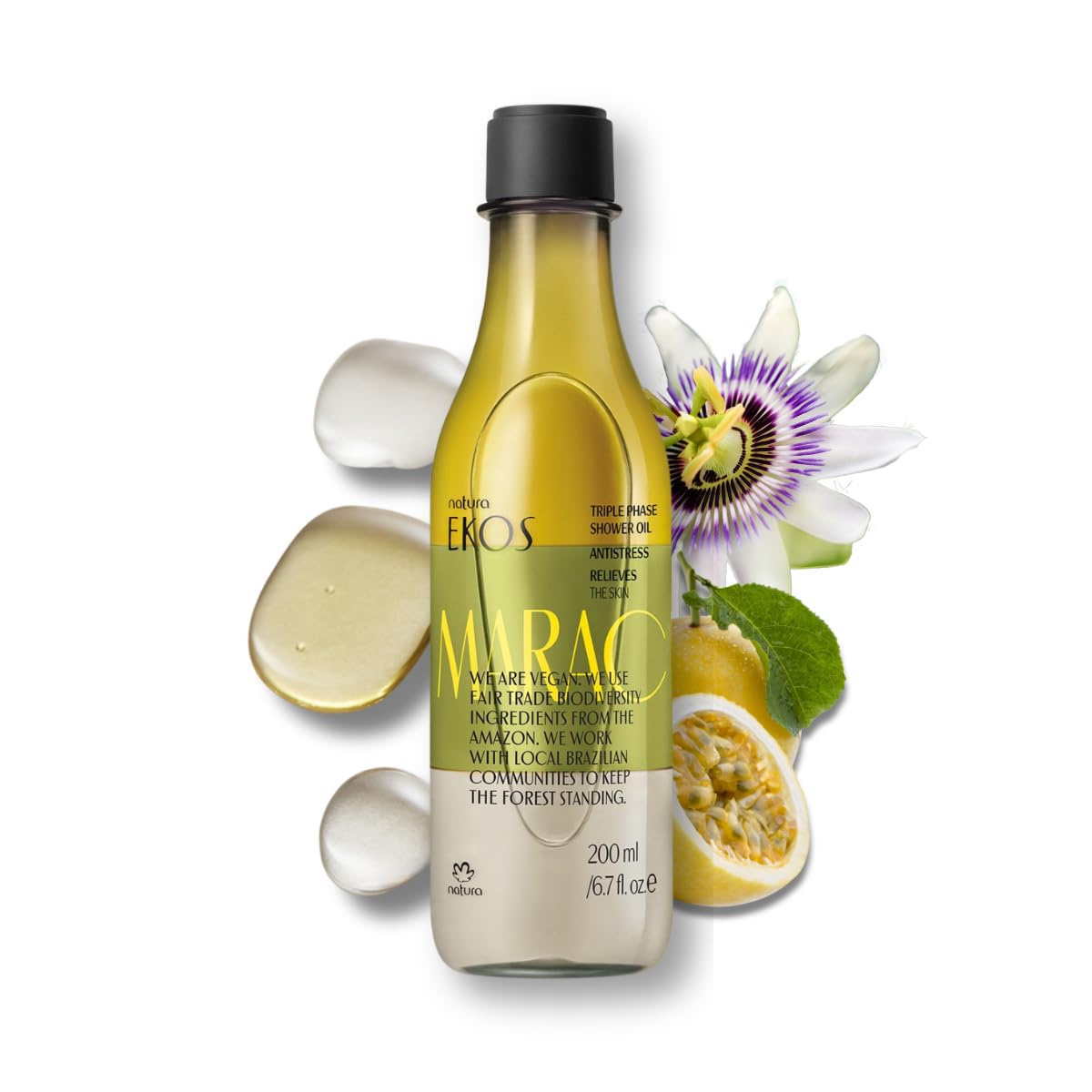 natura - Passion Fruit Triple Phase Body Oil – Maracujá Oil Moisturizer for Soft Glowing Skin, Vegan Skincare, Hydrating & Nourishing Brazilian Beauty – 6.7 fl oz (200ml)