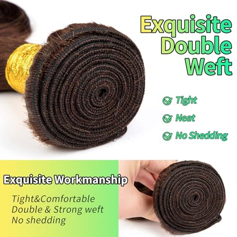 Human Hair Bundles Body Wave Dark Brown, 20 20 20 Inch - 3 Bundles, Antousha Body Wave Bundles Human Hair 12A Brazilian Virgin Wavy Bundles for Black Women