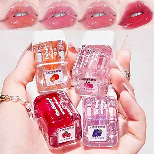 4-Piece Lip Oil & Gloss Kit - Hydrating, Plumping Lip Care with Pearl & Shimmer