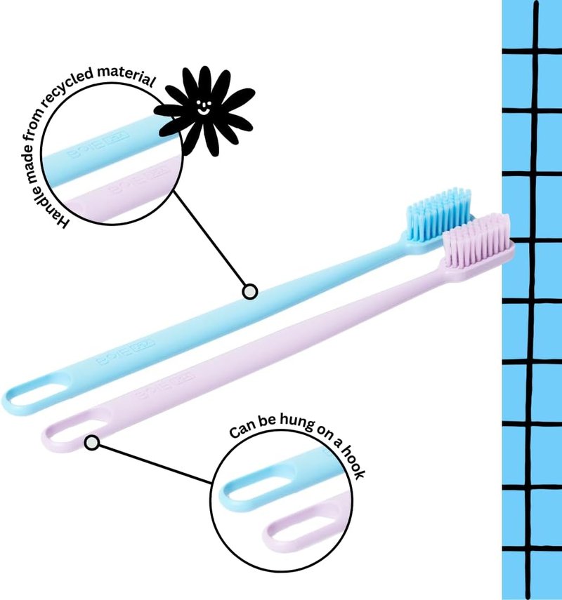 Extra Soft Toothbrush Pack of 2 | 100% Recycled Handles - Gentle on Sensitive Teeth & Gums