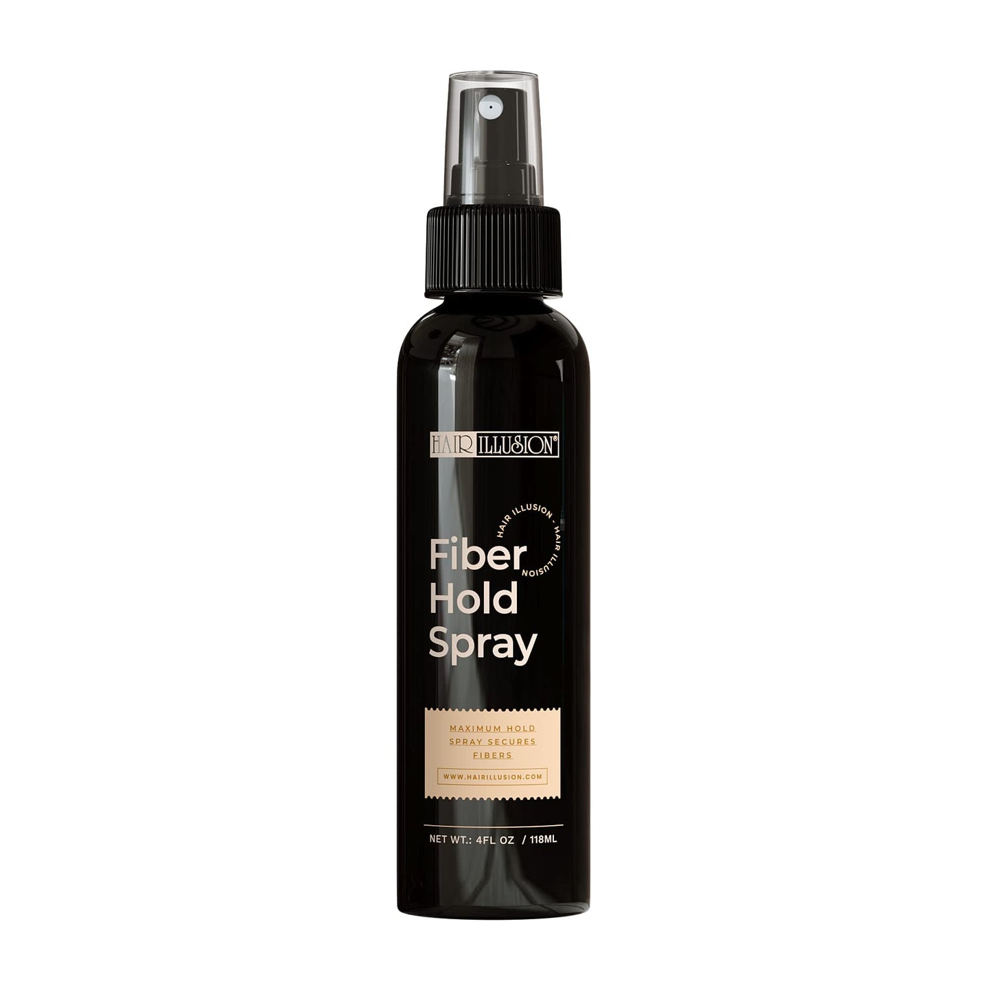 Hair Illusion Black Real Fibers and Holding Spray for Women & Men - Natural Texture, Non-Synthetic Cover Up for Thinning Hair and Bald Spots - 18 Gram