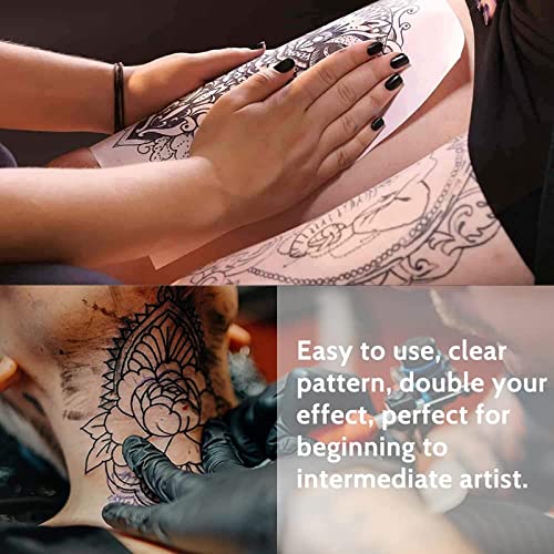 Tattoo Practice Skins with Transfer Paper - 30Pcs Tattoo Fake Skin and Stencil Paper Kit Including 10Pcs Blank Tattoo Skin Practice 8¡¿6in and 20Pcs Thermal Stencil Transfer Paper A4 Size 4 Layers
