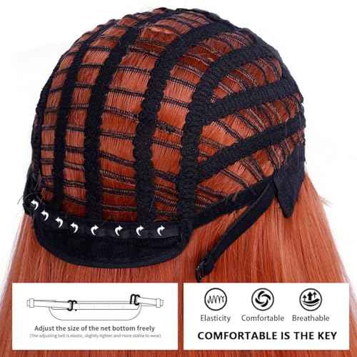 Auburn Bob Wig with Bangs Short Wavy Copper Red Wigs for Women Shoulder Length Burnt Orange Curly Bob Wigs Heat Resistant Synthetic Wigs for Halloween Cosplay Daily Party Use 14 Inch