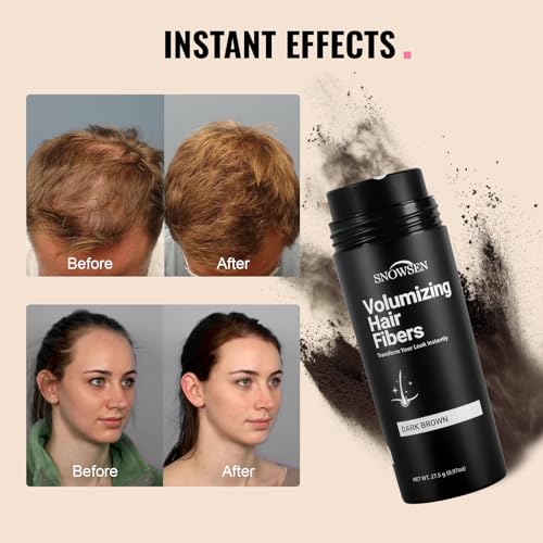 Hair Fibers for Thinning Hair, Dark Brown, Professional 5-in-1 Hair & Beard Styling Set, Include Applicator Pump, Fiber Hold Spray, Application Card, Hairline Comb,Hair Powder for Women & Men