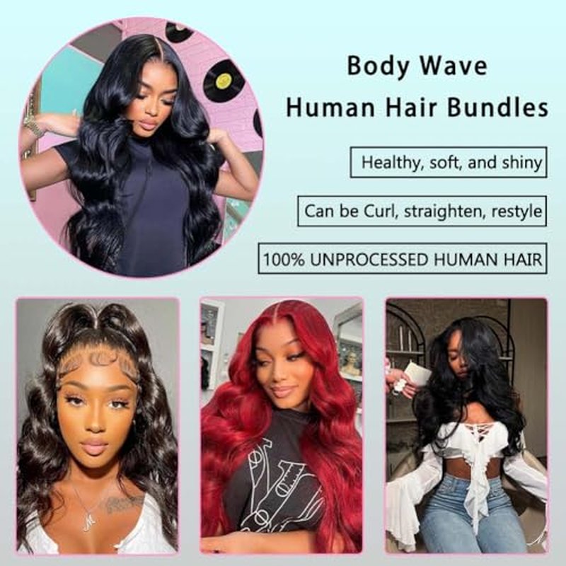 Body Wave Bundles Human Hair Soft 16 18 20 22Inch 100% Brazilian Human Hair Bundles 12A Hair extension Long Natural Black Color For Women