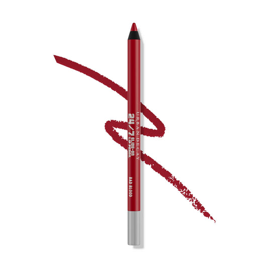 URBAN DECAY 24/7 Glide-On Waterproof Lip Pencil (Bad Blood - Deep Red), Smudge-Proof, Longwearing Lip Liner, Smooth & Creamy Colors, Moisturizing Formula with Vitamin E - 0.04 oz