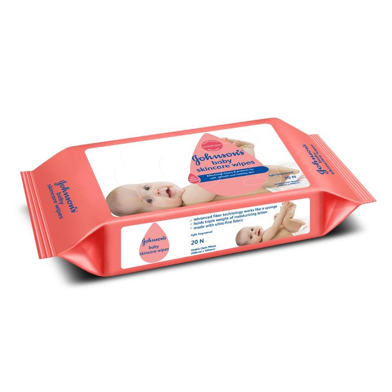 Johnsons Baby Skincare Wipes Gentle Cleaning for Little Hands & Faces 20 sheets Per Pack