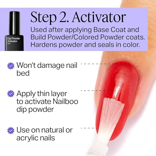 Nailboo Dip Powder Liquid Set, Top Coat, Base Coat & Activator with New Premium Formula, DIY At Home Manicure, No UV Lamp Needed, For Beginners & Professionals, 0.5 Fl Oz (3 Pack)