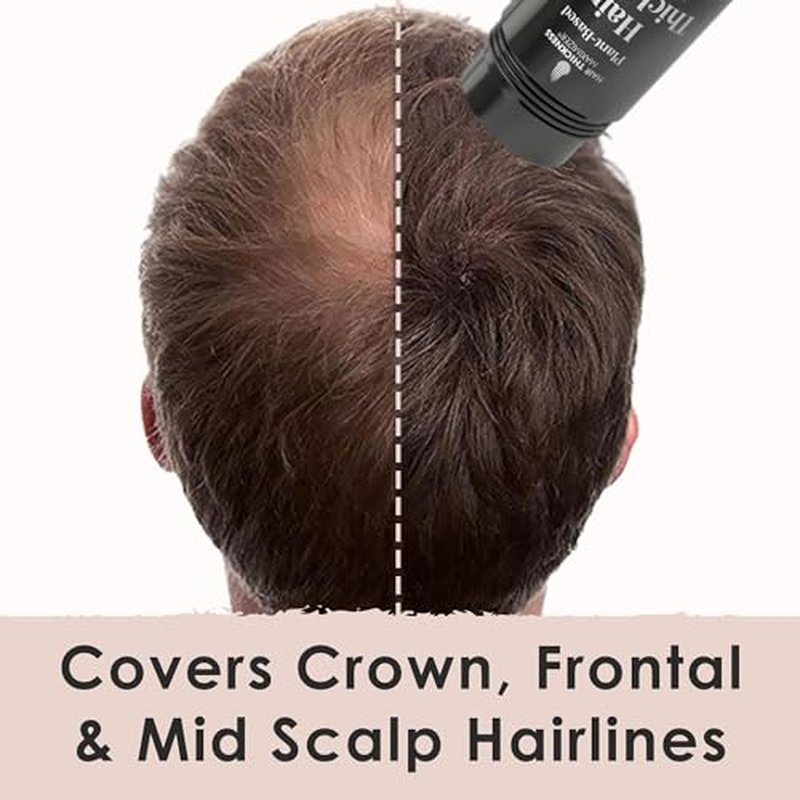 Hair Fibers for Thinning Hair For Women, Men. Plant-Based Formula for Instant Hairline & Bald Spot Coverage. Non-Itchy, Easy to Wash Out (Black)