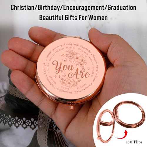 Christian Gifts for Teen Girls Women Faith, Baptism Gifts for Teen Girl, Confirmation Gift Compact Mirror for Teenage Girls Girlfriend Wife Friend Daughter, Pocket Mirror for Women Christmas Baptisms