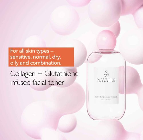 NOWATER Collagen Facial Toner – Collagen, Glutathione, Salmon Egg Extract – Boosts Elasticity, Hydration & Firming – Daily Wrinkle Care Face Toner, Korean Skincare (10.14 fl oz)