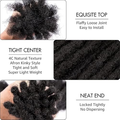 Short Loc Extensions Human Hair Dreads Extensions Dreadlock Extensions for Men Women 0.6 cm 4 Inch 60 Strands Handmade Permanent Locs Extension Natural Black Locs Hair Extensions Can be Dyed Bleached