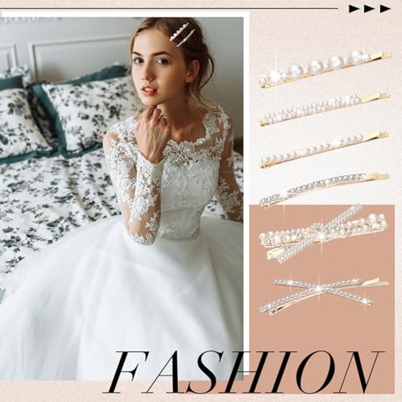 12 Pieces Rhinestone Bobby Pins Decorative Fancy Crystal Hair Clips Shiny Metal X Shaped Barrettes Bling Diamond Wedding Bridal Shower Hair Accessories for Women Ladies Girls (Gold, White)