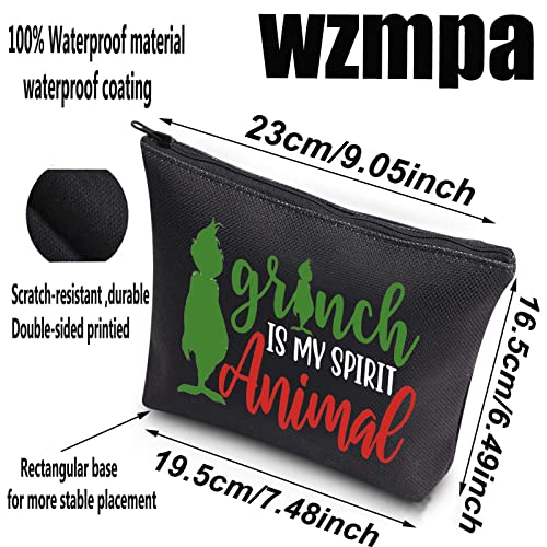 WZMPA Green Monster Cosmetic Makeup Bag Doctor Cat Fans Gifts Monster Is My Spirit Animal Zipper Pouch Bag For Monster Fans