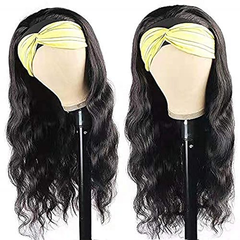 higher Body Wave Headband Human Hair Wig 24 Inch Glueless None Lace Front Wig Brazilian Virgin Hair Wear and Go Wigs for Black Women 150% Density Wigs Natural Color