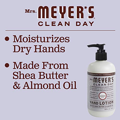 MRS. MEYER'S CLEAN DAY Hand Lotion for Dry Hands, Non-Greasy Moisturizer Made with Essential Oils, Lavender, 12 oz