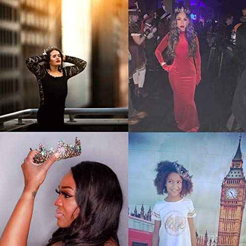 SNOWH Baroque Queen Crowns and Tiaras, Crystal Wedding Crown for Women, Vintage Birthday Tiara, Halloween Costume Party Hair Accessories with Gemstones