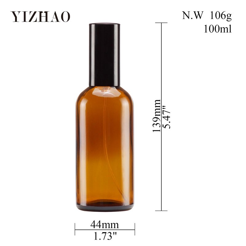 YIZHAO Amber Glass Spray Bottles 4oz, with Small Fine Mist Spray, Metal Cap, Refillable for Essential Oil,Travel,Cleaning,Perfume,Aromatherapy,Makeup – 9 Pcs
