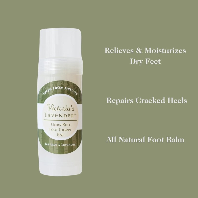 Victoria's Lavender Ultra-Rich Foot Balm Bar, Infused with Essential Oils and Shea Butter, Hydrating Foot Balm Stick for Dry Feet Care, Tea Tree & Lavender, 2.5 Oz, Pack of 2