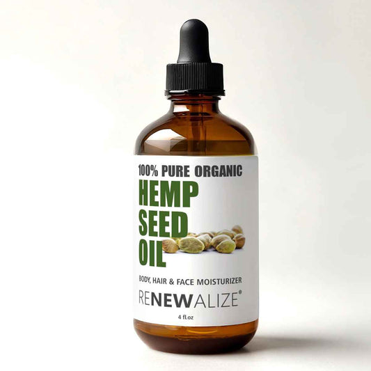Renewalize Organic Hemp Seed Cleansing Oil - Face Cleanser and Moisturizer | 100% Pure Cold Pressed and Unrefined | Best Daily, Night time, Facial Regimen for Acne Pimple Prone Skin 4oz