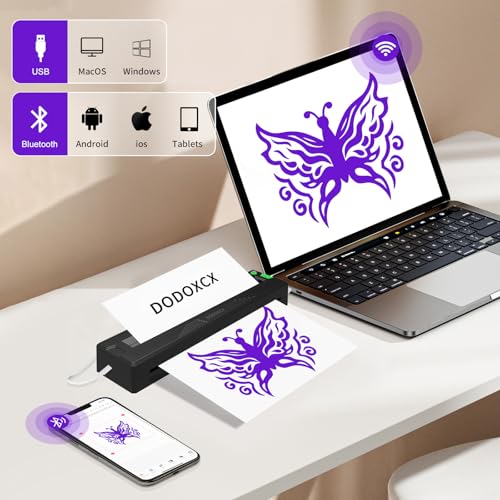 Tattoo Stencil Printer Machine for Tattoo Beginners&Artists,with 3pcs Tattoo Transfer Paper,Portable Wireless Bluetooth Thermal Inkless Tattoo Printer Compatible with Phone/Pc