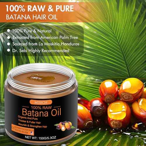 Raw Batana Oil for Hair Growth, 100% Natural Pure Dr. Sebi Botana Oil from Honduras, Unrefined Organic for Prevent Hair Loss, Enhances Thickness for Men & Women 5.3 oz