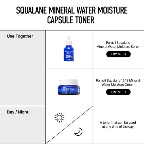 Parnell Squalane Mineral Water Moisture Capsule 200ml / 6.76 fl.oz | Hydrating Toner for face, Skin Barrier Toner, Korean Skin Care | kbeauty