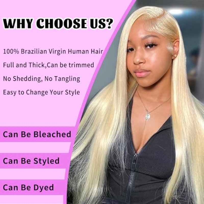 32 Inch 613 Bundles Human Hair Straight Blonde Human Hair Bundles 100% Unprocessed 12A Brazilian Virgin Hair Bundle 1 Blonde Bundle Human Hair for Women